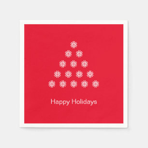Happy Holidays red white snow Stars Tree paper Napkins