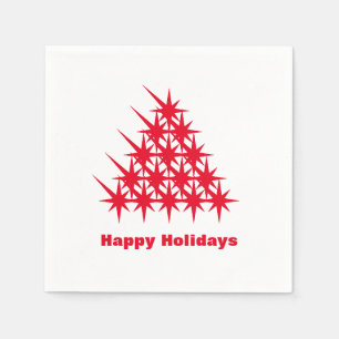 Happy Holidays red white snow Stars Tree paper Napkins