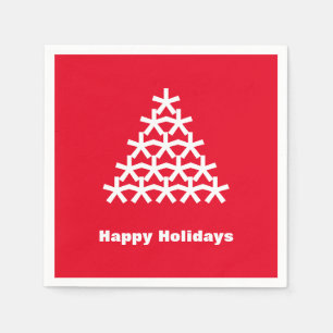 Happy Holidays red white snow Stars Tree paper Napkins