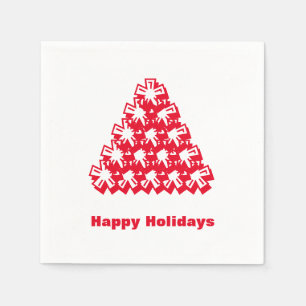Happy Holidays red white snow Stars Tree paper Napkins