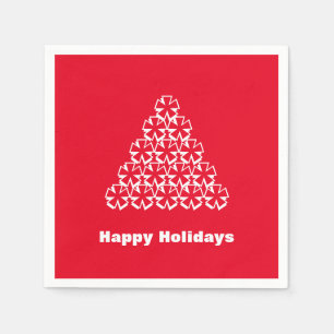 Happy Holidays red white snow Stars Tree paper Napkins