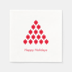 Happy Holidays red white snow Stars Tree paper Napkins