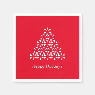 Happy Holidays red white snow Stars Tree paper Napkins