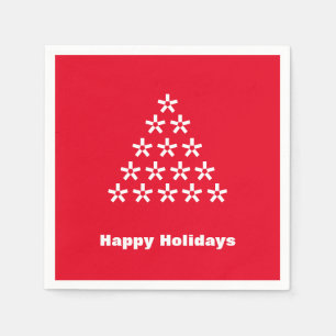 Happy Holidays red white snow Stars Tree paper Napkins
