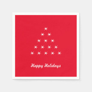 Happy Holidays red white snow Stars Tree paper Napkins