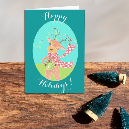 Happy Holidays Reindeer blank card