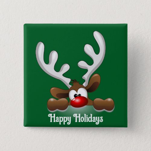 Happy Holidays Reindeer Button