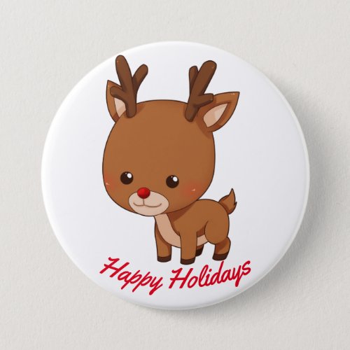 Happy Holidays Reindeer Button