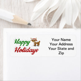 Happy Holidays Reindeer Christmas script  Label