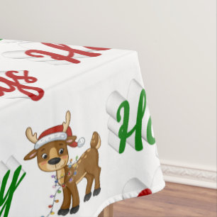 Happy Holidays Reindeer Christmas script Tablecloth