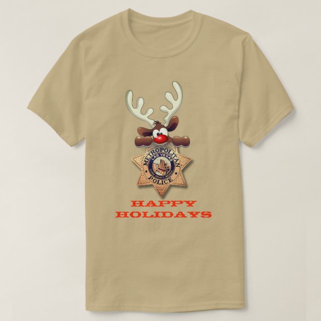 Happy Holidays Reindeer Las Vegas Metropolitan PD T-Shirt (Design Front)
