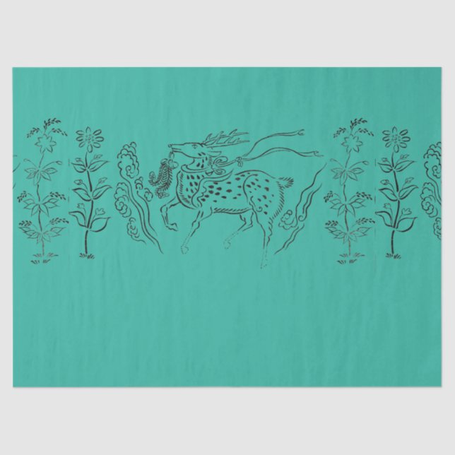 Happy Holidays! Reindeer on Green  Tissue Paper (Front)