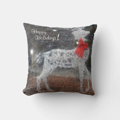 Happy Holidays Reindeer Throw Pillow