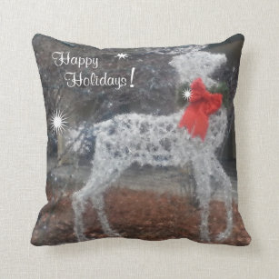 Happy Holidays Reindeer Throw Pillow