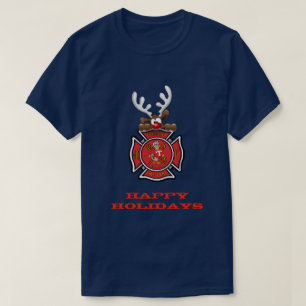 Happy Holidays Reindeer Tremont Fire Department T-Shirt