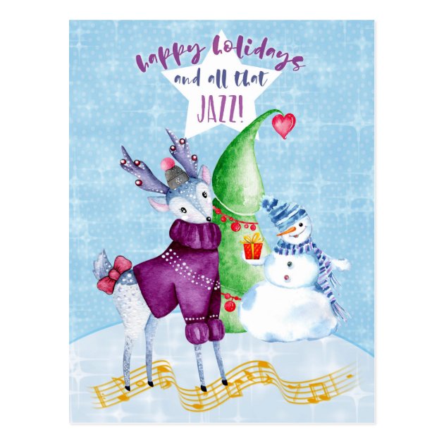 Happy Holidays Reindeer With Sweater Postcard
