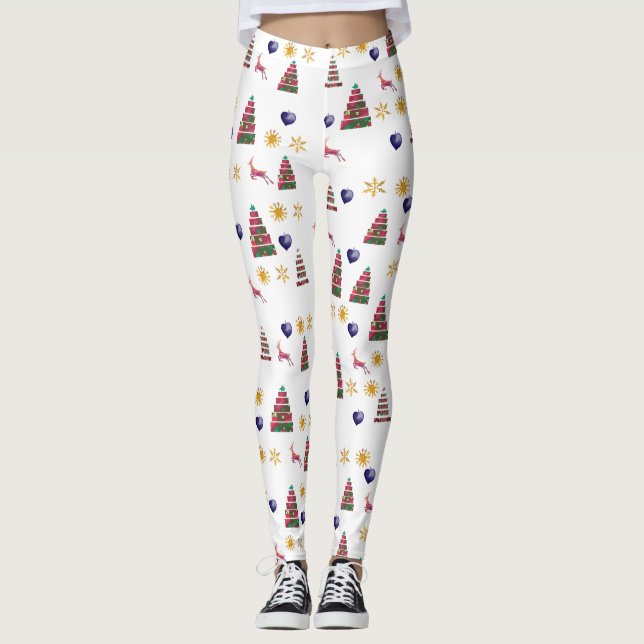 Happy Holidays Reindeers  Leggings (Front)