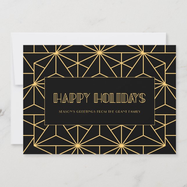 Happy Holidays Retro art deco Christmas Card (Front)