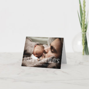 Happy Holidays Retro Art Deco Script Photo Holiday Card