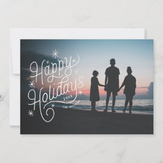 Happy Holidays Retro Hand-Lettering Photo Holiday Card