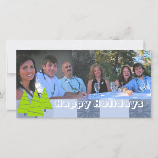 Happy Holidays Retro Lime Trees Family Photo Card