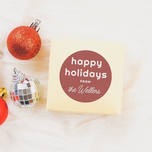 Happy Holidays | Retro Playful Script Classic Round Sticker (Creator Uploaded)