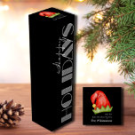 Happy Holidays Retro Typography on Black Wine Box<br><div class="desc">An elegant black wine box with Happy Holidays in a large retro font and your custom message on the top with a Christmas hat. Perfect for gifts for friends,  family or business acquaintances.</div>