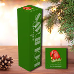 Happy Holidays Retro Typography on Green Wine Box<br><div class="desc">An elegant green wine box with Happy Holidays in a large retro font and your custom message on the top with a Christmas hat. Perfect for gifts for friends,  family or business acquaintances.</div>