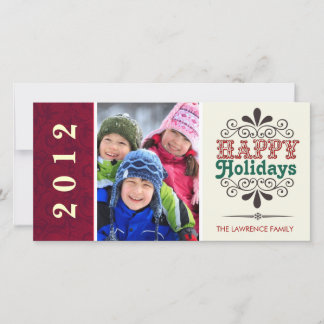 Happy Holidays Retro Typography Photocards Holiday Card