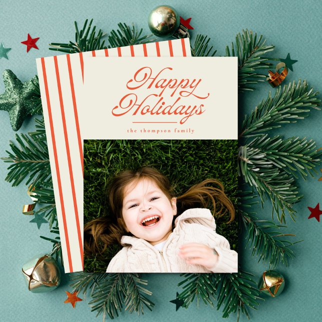 Happy Holidays Retro Vintage Christmas Photo Card (Creator Uploaded)