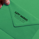 Happy holidays return address stamp<br><div class="desc">Fun and funky hand-lettered "happy holidays" design with a festive tree and ornament along with a spot for your return address</div>