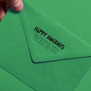 Happy holidays return address stamp