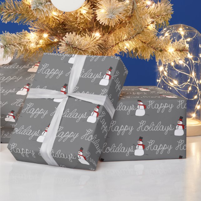 Happy Holidays Rope And Snowmen Wrapping Paper (Holidays)