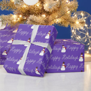 Happy Holidays Rope And Snowmen  Wrapping Paper