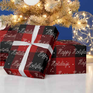 Happy Holidays Rope Text and Snowflakes Wrapping P Paper
