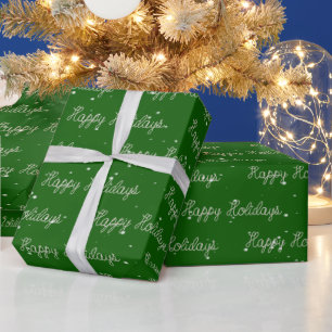 Happy Holidays Rope Text and Snowflakes Wrapping Paper