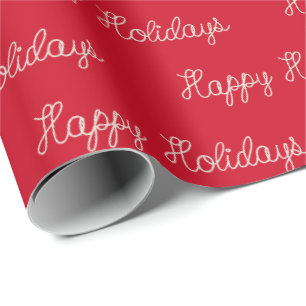 Happy Holidays rope text on red Wrapping Paper