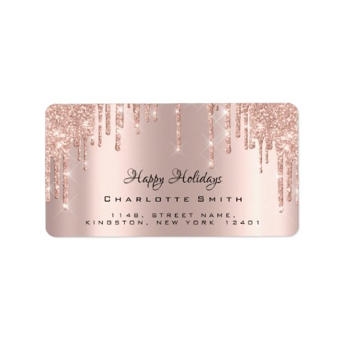 Happy Holidays Rose Blush Sparkly Glitter RSVP Label