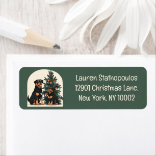Happy Holidays Rottweiler Dogs Label