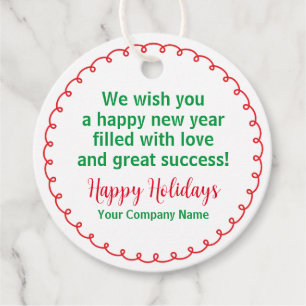 Happy Holidays Round Gift Tag Custom Company Name