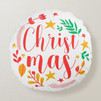 Happy Holidays Round Pillow