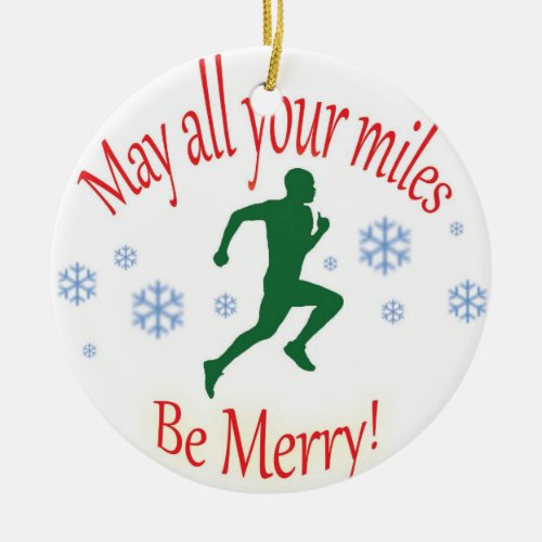 Happy Holidays Runners Ceramic Ornament