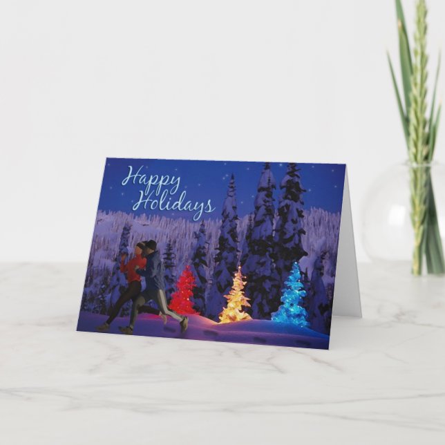 Happy Holidays – Running Couple Holiday Card (Front)
