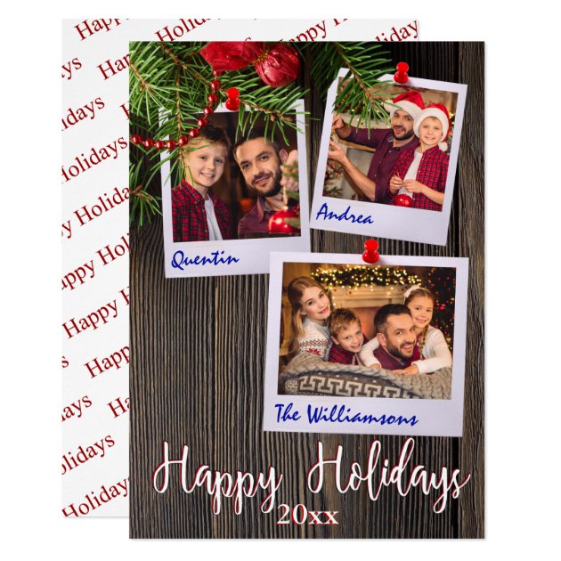 Happy Holidays Rustic Bulletin Board Photo Card