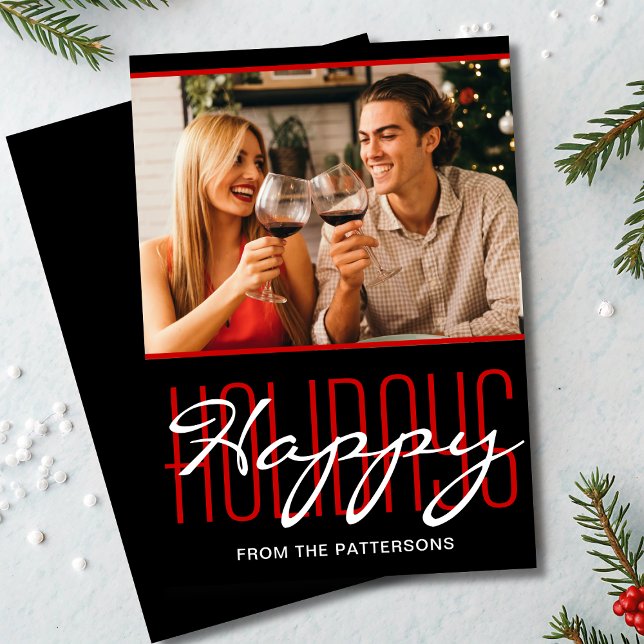 Happy Holidays Rustic Christmas Personalized Photo Holiday Card (Creator Uploaded)