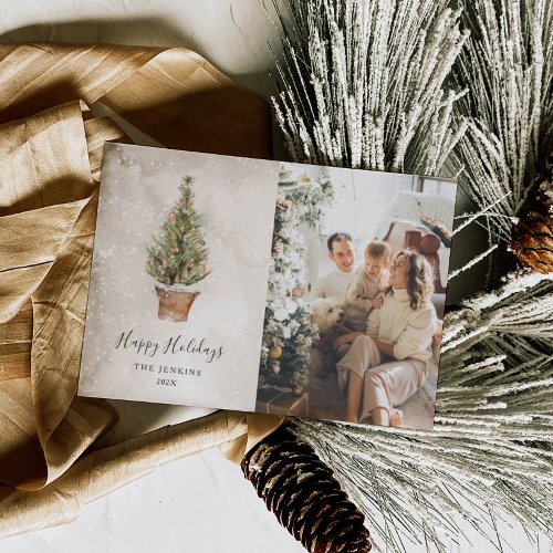 Happy Holidays Rustic Christmas Photo Holiday Card