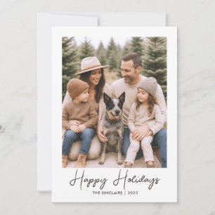 Happy Holidays Rustic Family Photo Card