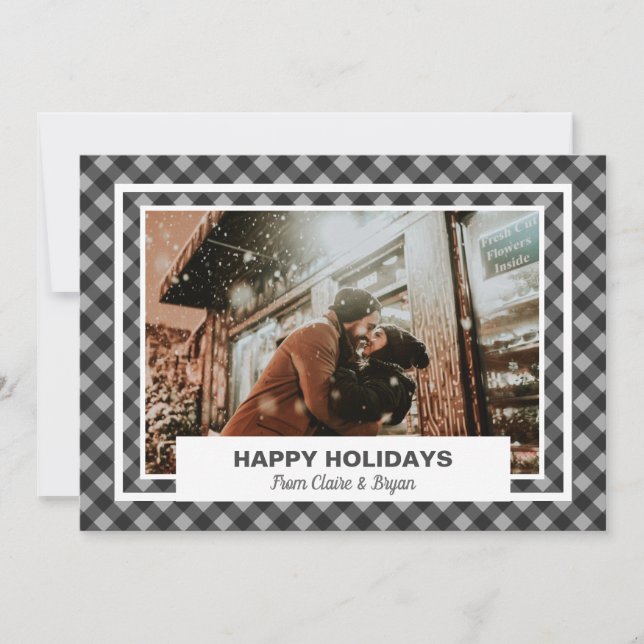 Happy Holidays Rustic Personalized Photo Holiday Card (Front)