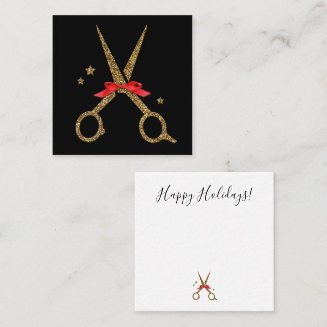 Happy Holidays SALON - Hair dresser scissors Note Card (Front/Back)