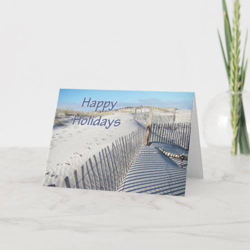 Happy Holidays Sand Dunes and Fences Holiday Card